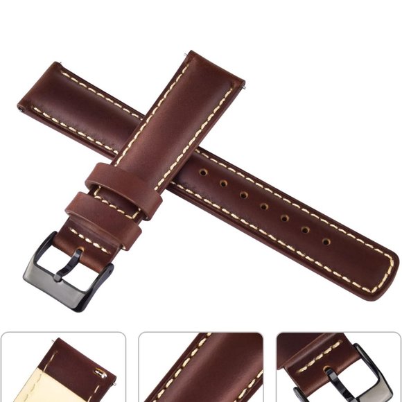 Ritche Quick Release Leather Watch Bands Genuine Watch Straps 14mm-24mm - Picture 4 of 9